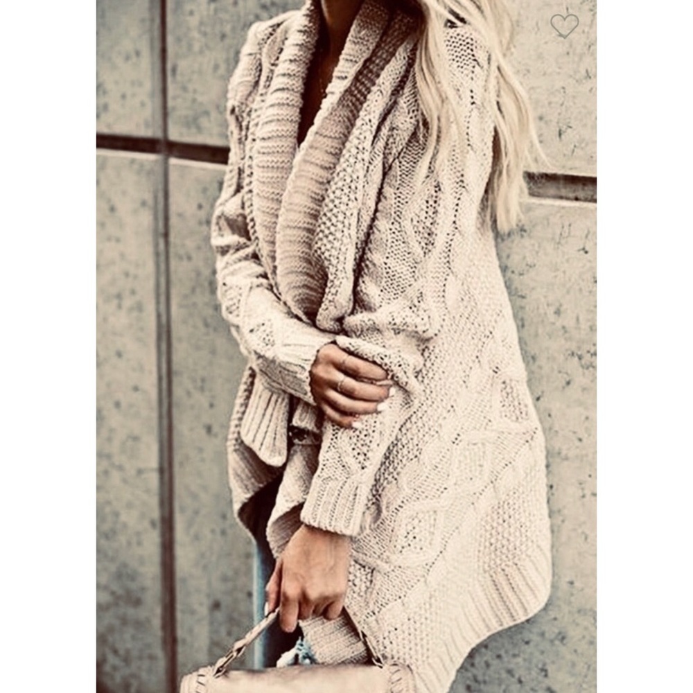 Cable Wrap Draped Cardigan Sweater - Picture 6 of 10